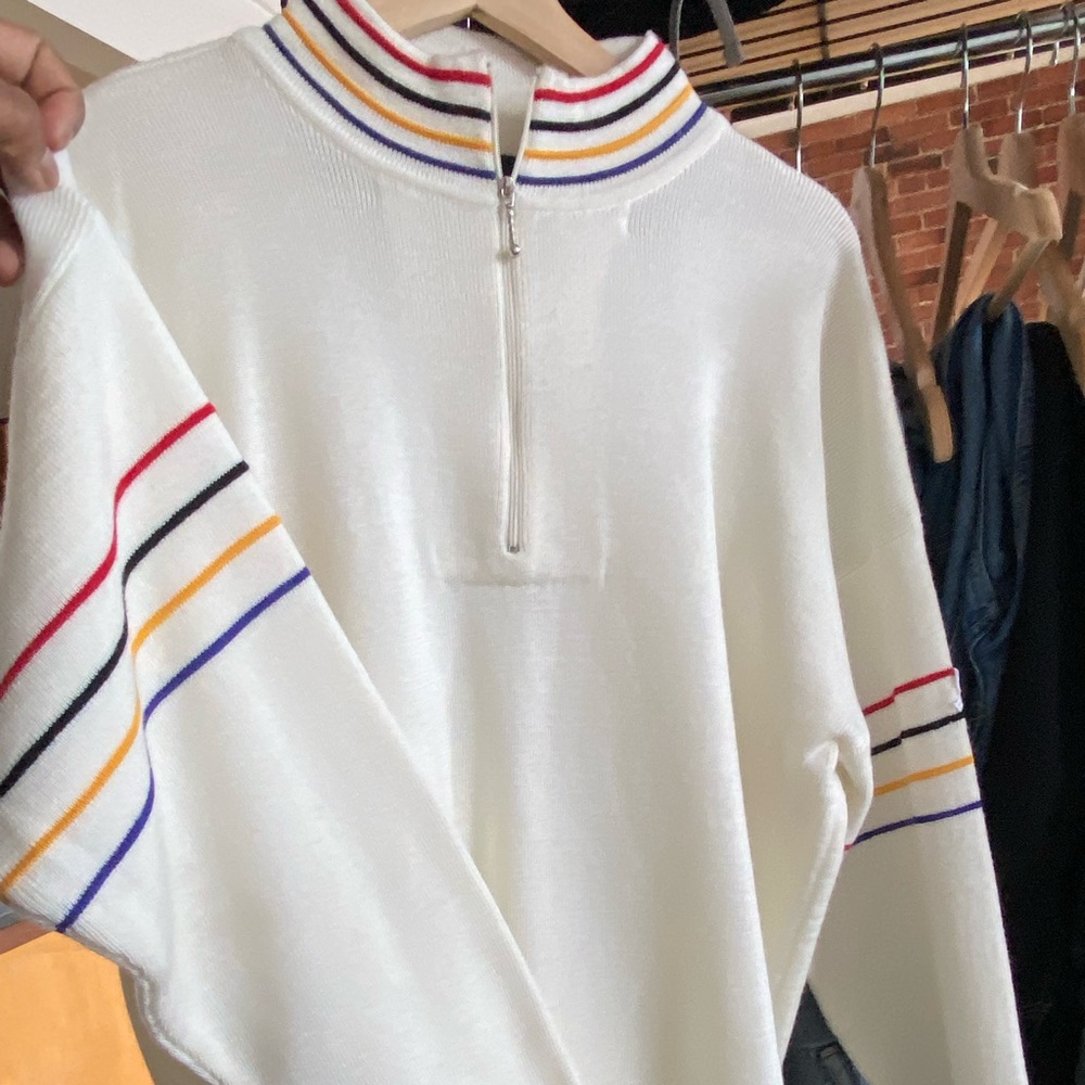 Zip Neck Sweater ! ALL WHITE